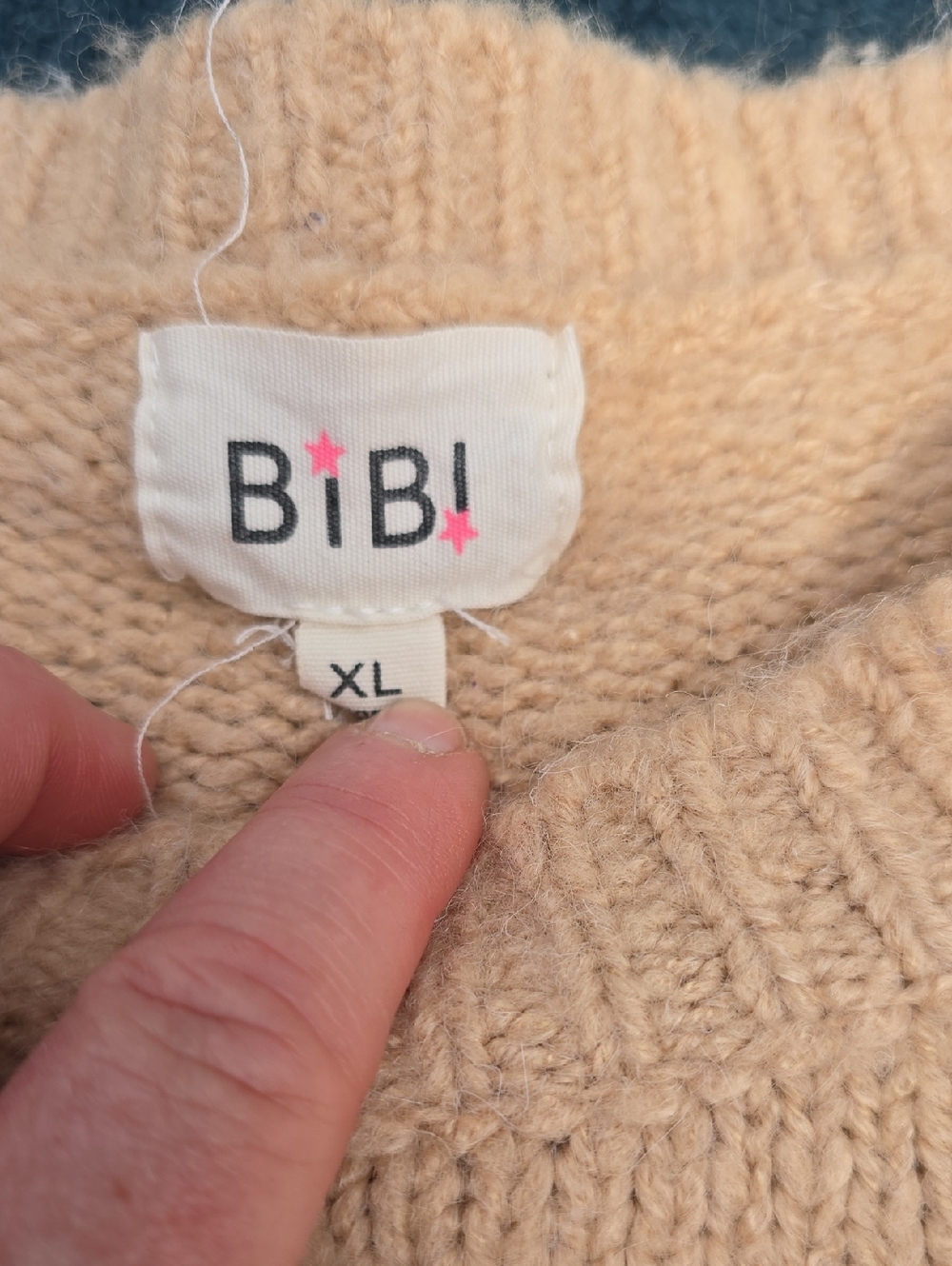 Bibi Beige Multicolor-Trim Crewneck Sweater - Women - Picture 3 of 4